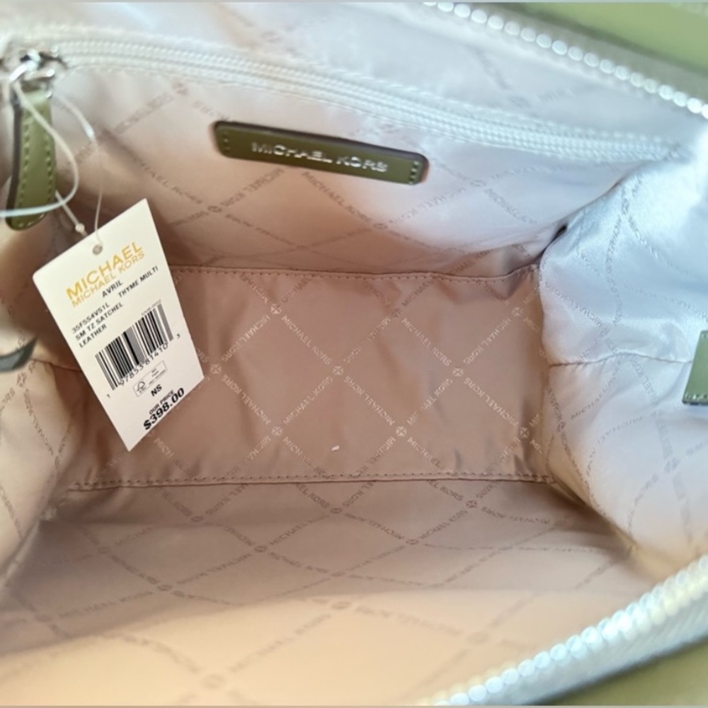 Michael Kors Avril Satchel in Green and White - Picture 4 of 4